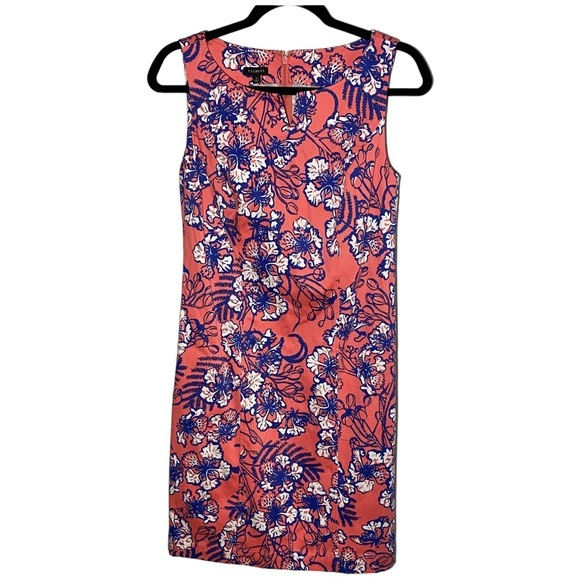 NWT Talbots Womens Size 2 Tropical Floral Sleeveless‎ Sheath Dress Pink Blue - Picture 1 of 6
